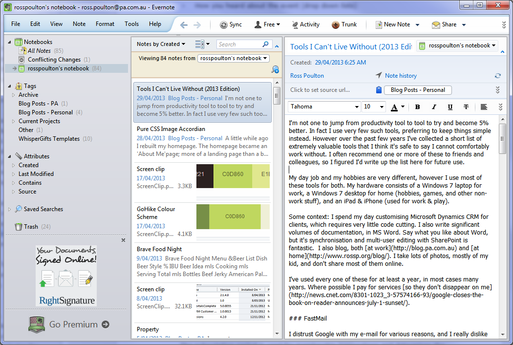 Evernote Screenshot